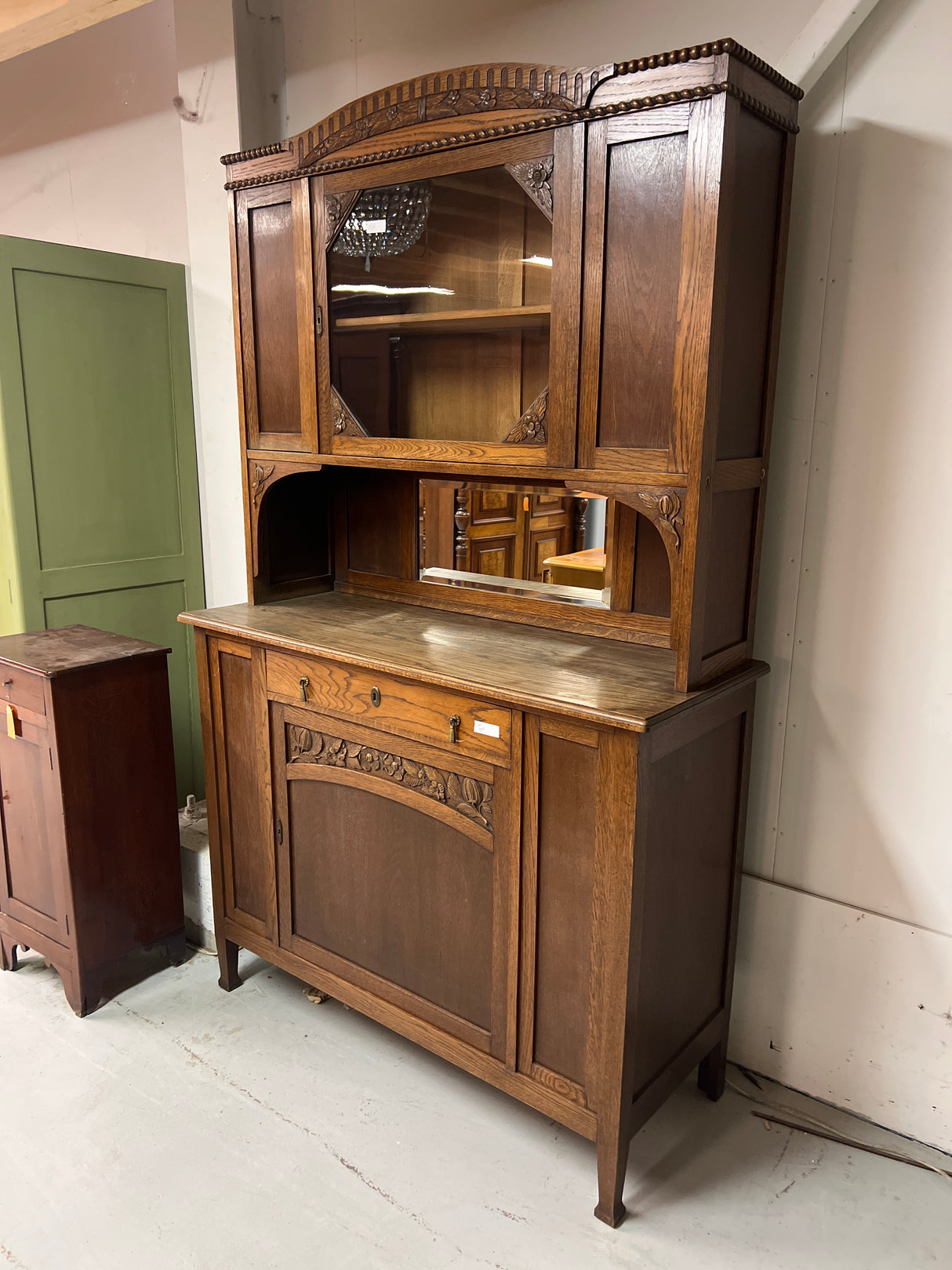 Art Nouveau display cabinet W.125.5cm, D. 50cm and H. 209cm