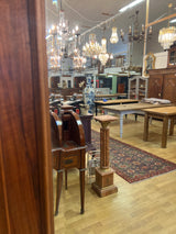 Giant facet-cut mirror with hardwood frame. W. 140cm and H. 241cm