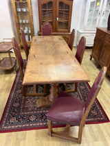 Gorgeous oak dining set. Table length 220cm, width 84cm and height 78cm.