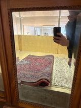 Three-section cherry wood framed mirror W.116cm D.11cm, H.76.5cm