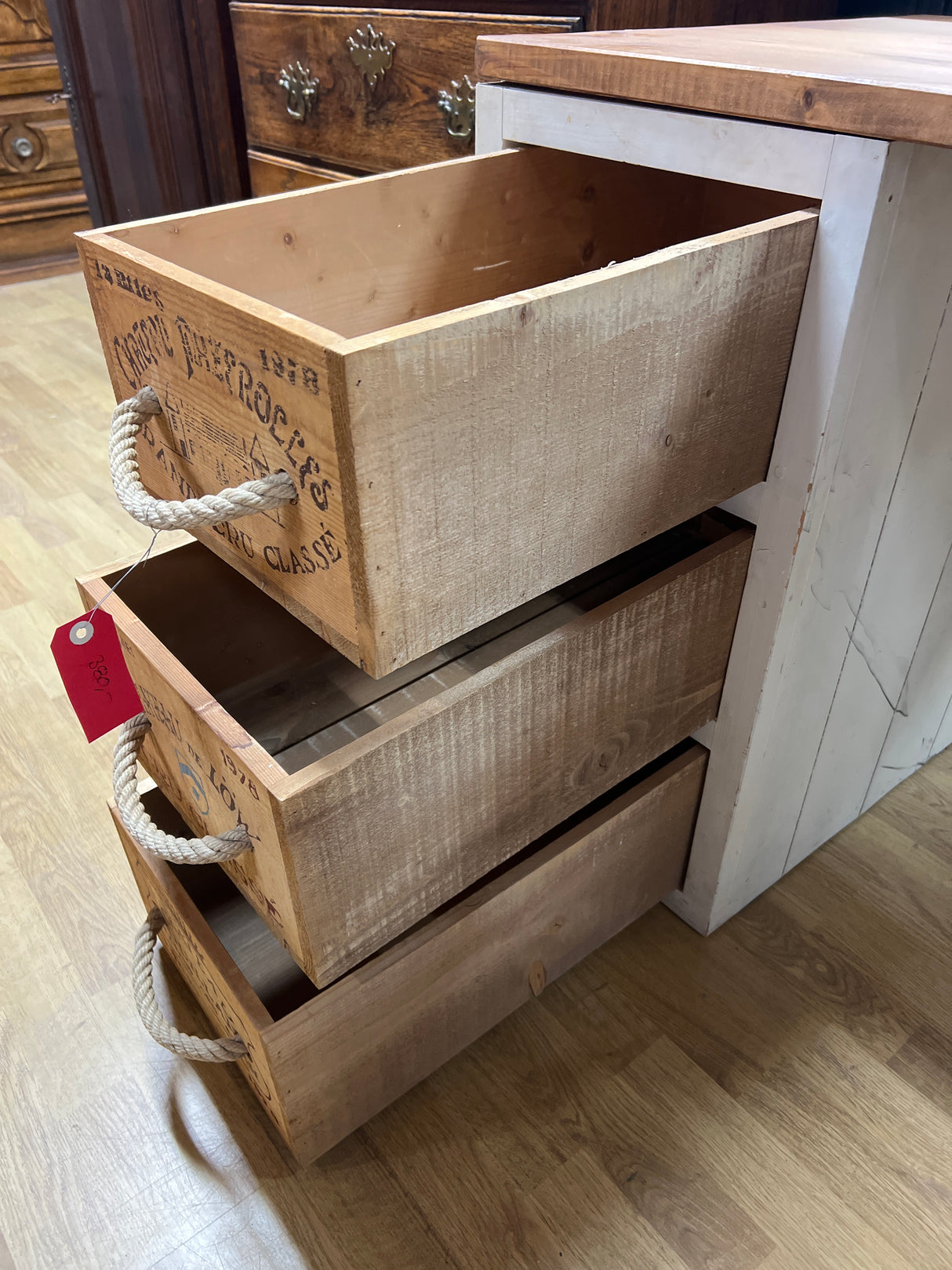 Desk W.130cm, D.65cm and H.73.5cm.
