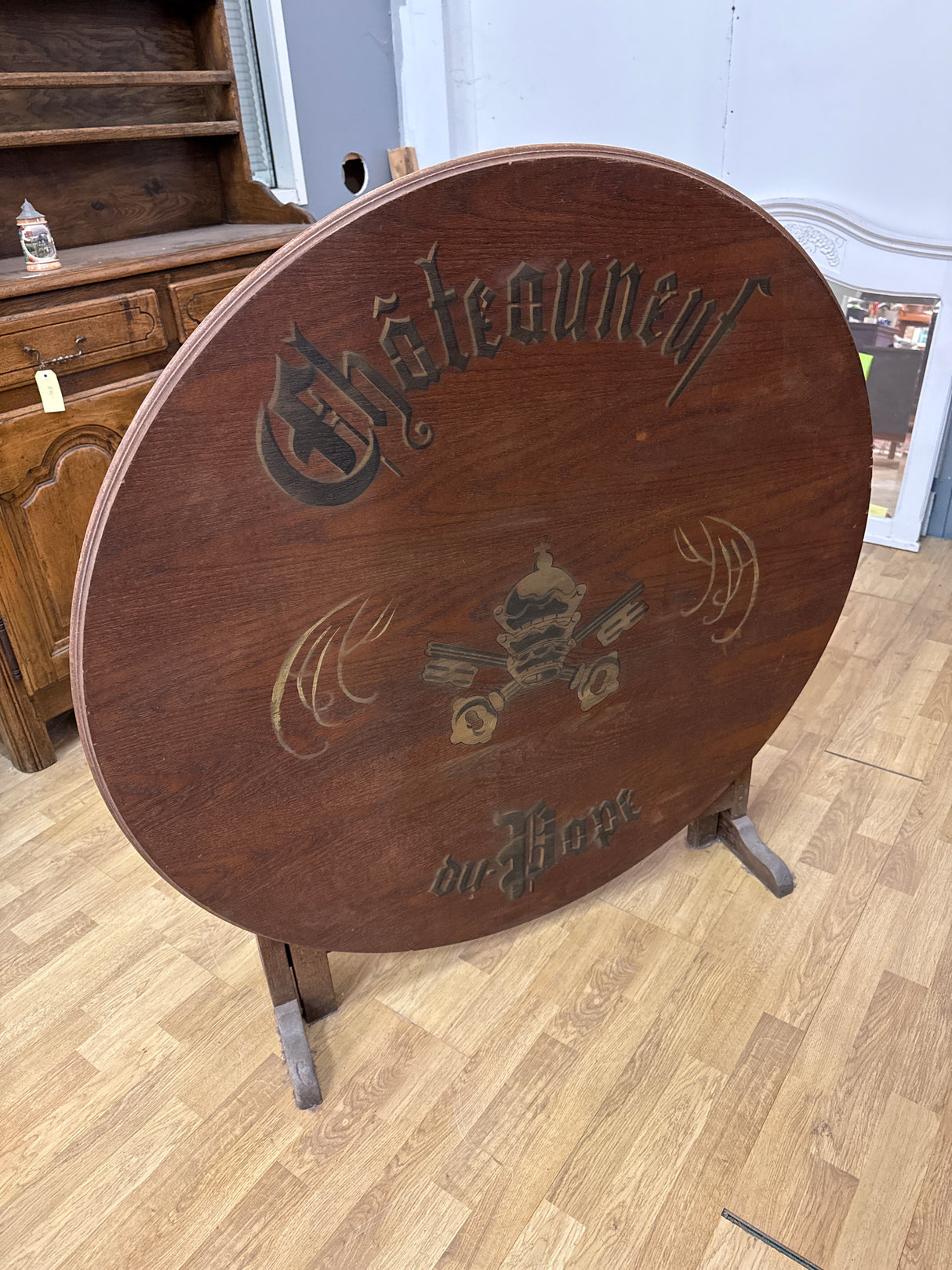 Ranskalainen taitettava bistropöytä halkaisija 115cm, K. 67.5cm