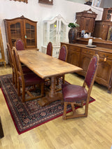 Gorgeous oak dining set. Table length 220cm, width 84cm and height 78cm.