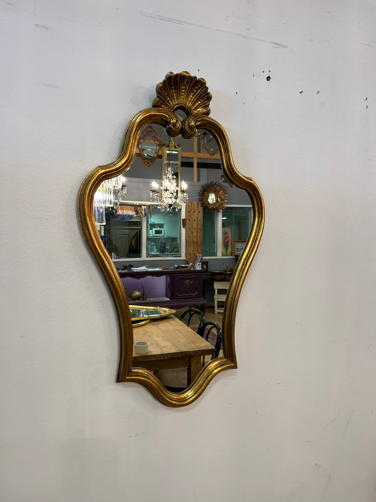Rococo mirror, W 44cm, H 73cm