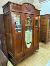 Stunning Art Nouveau cabinet with bevelled mirrors W.155cm, D.57cm, H.224.5cm