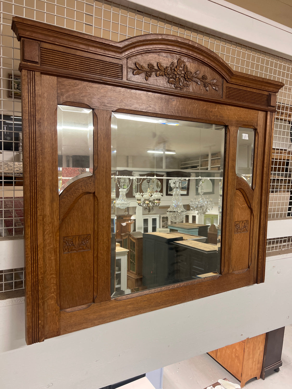 Art Nouveau mirror W. 112.5cm and H. 101cm