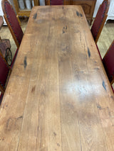 Gorgeous oak dining set. Table length 220cm, width 84cm and height 78cm.