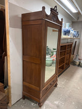 Gorgeous Art Nouveau wardrobe with a beveled mirror door W. 102cm, D. 49.5cm and H. 212cm