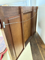 Three-section cherry wood framed mirror W.116cm D.11cm, H.76.5cm