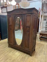 Art Nouveau wardrobe with oval mirror, W. 143.5cm, D. 55.5cm and H. 198.5cm