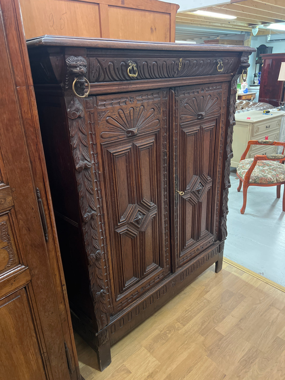 Renaissance cabinet W. 123.5cm, D. 50cm and H. 145cm.